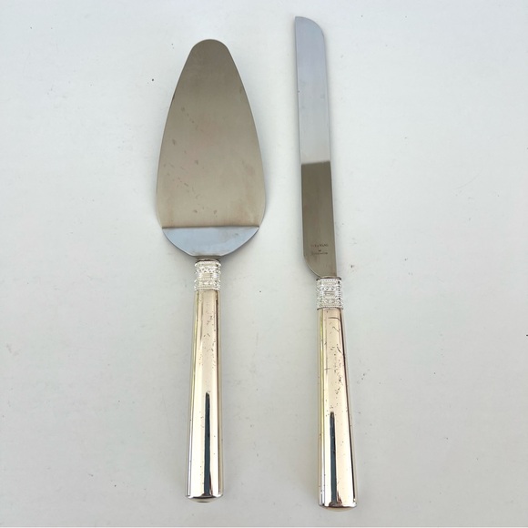 VERA WANG Wedgwood With Love 2pc Stainless Silver Sever Cake Knife Serving Set - Picture 6 of 16
